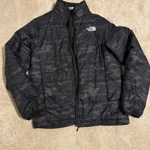Men's North Face Black Camo Insulated Shell Quilted Puffer Full Zip Jacket Sz Sm